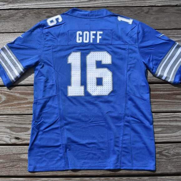 New With Tags!! Jared Goff Detroit Lions Blue Football Jersey Adult Men's Sizes - Picture 1 of 2